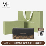 VANESSA HOGAN  VH女包PVC长款钱包小众多功能钱夹复古手拿小包生日礼物送女友 黑色