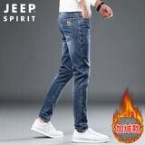 JEEP SPIRIT吉普牛仔裤男秋冬季韩版裤子男士修身小脚裤男裤 蓝色加绒 31