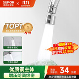 苏泊尔（SUPOR）360°万向旋转厨房水龙头防溅水神器延伸器起泡器全铜增压水嘴S