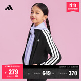 adidas男女大童休闲舒适长袖套装儿童秋季新款阿迪达斯官方轻运动 黑色/白色   164