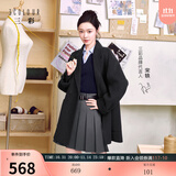 三彩【宋轶同款】【100绵羊毛】2025冬季新款双面呢大衣中长毛呢外套S 深邃灰 XL 170/92A