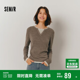 森马（Semir）森马毛衣女短款假两件含羊毛针织衫24冬新款保暖内搭109724107015