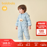 巴拉巴拉童装婴儿连体羽绒服轻薄羽绒服宝宝衣服2025冬装抱衣爬服男童女童 蓝色小熊-白鸭绒 90 cm-充绒量47g