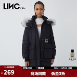 金羽杰冬季新潮羽绒派克服女中长款大毛领连帽拼接羽绒服女士Y21806161