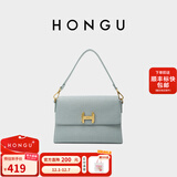 红谷包包女包新款时尚百搭单肩斜挎小方包头层牛皮手提生日礼物 月雾蓝