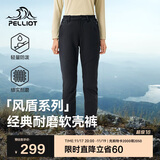 伯希和（Pelliot）【风盾】冲锋软壳裤女冬季保暖抓绒裤防风高弹长裤125107018黑2XL