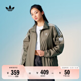 adidas情侣款复古风梭织立领夹克外套男女秋季阿迪达斯官方三叶草   岩层橄榄绿   XL