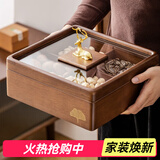 木雅轩干果盘实木干果盒瓜子糖果盘分格水果盘客厅干果收纳盒果盘零食盘 实木干果盒4格【单层】