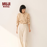 无印良品（MUJI）女式 法兰绒 衬衫式夹克女外套25年秋季女装 BC2POA5A 暗黄色格纹 M （160/84A）