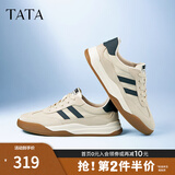 他她（TATA）男士阿甘男鞋复古德训鞋男运动休闲鞋厚底板鞋小白鞋PCB01AM5 米/蓝 38