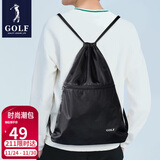 高尔夫（GOLF）防泼水抽绳双肩包休闲运动背包时尚多功能轻便抽绳包束口袋 黑色