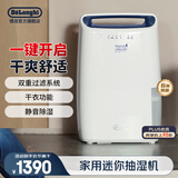 德龙（Delonghi）除湿机 家用 地下室 空气过滤 静音除潮 DEX212F 一键干衣 12L/24h 智能控湿 迷你抽湿机 全国联保 12L/天