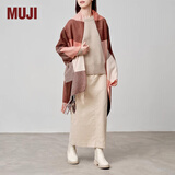 MUJI 羊毛披巾 围巾围脖男女 秋冬季 披肩 保暖 橙色格纹/60*200cm