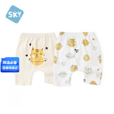 舒贝怡2件装儿童短裤女童男童夏季宝宝大PP裤子纯棉七分裤星空黄100CM