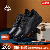 KAPPA卡帕男鞋板鞋男秋冬新款厚底小白鞋子男百搭休闲鞋情侣跑步运动鞋 黑色 35