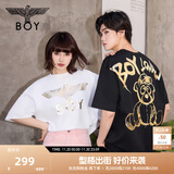 BOY LONDON【范丞丞同款】夏季短袖情侣小熊涂鸦满印潮牌T恤N01909 黑色 L 此款偏大，建议拍小一码