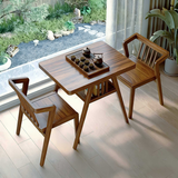 中万德实木阳台小桌椅三件套组合休闲创意椅子家用喝茶小户型一桌二椅 整装发货胡桃色
