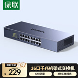 绿联16口千兆交换机 企业级交换器机架式 工程监控网络分线转换器 家用网线分流器VLAN划分75289