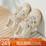 骆驼（CAMEL）丑萌登山鞋女时尚撞色户外休闲鞋 L24M076602 米/银/黄 36