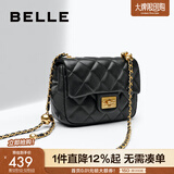 百丽包包女包碎银几两小号小方包羊皮小香风斜挎包X6917BX4 黑色 F