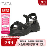 他她TATA休闲厚底凉鞋女鞋法式气质时装凉鞋2025夏季CXT01BL5 黑色 39