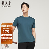 雅戈尔（YOUNGOR）短袖T恤男圆领水柔棉升级版丝柔棉透气舒适精致工艺T恤100%棉面料 VSPC533094PYA墨绿 XL