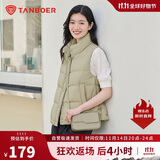 坦博尔羽绒服马甲女立领宽松外搭短款羽绒背心外套TD236006 奶茶棕 165