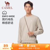 骆驼（CAMEL）长袖圆领套头卫衣男宽松休闲运动打底衫 J13CAYL6063 淡卡其 XXL