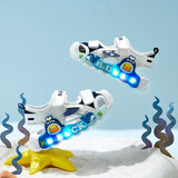 B.Duck小黄鸭童鞋儿童凉鞋男女童卡通时尚灯鞋夏季包头沙滩鞋5006白蓝25