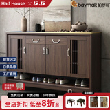 柏梦可鞋柜门口入户柜实木框家用收纳玄关柜一体靠墙大容量多层楼道鞋架 长160宽35高101.5cm-四门两抽