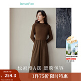 茵曼（INMAN）2025秋冬女装新款灯芯绒连衣裙新品长袖休闲针织礼服中长裙子 咖啡色 S
