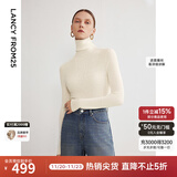 朗姿【朗姿羊毛Basic衣橱】纯羊毛法式毛针织衫冬季新款修身长袖毛衣 白色 M