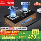 海尔（Haier）燃气灶天然气 嵌入式双灶具 4.7kw大火力自动熄火保护 五重安全防护 政府补贴20%燃气灶Q2BE1(天) 