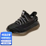 迪士尼[开学]童鞋秋米奇飞织椰子鞋软底透气男女童运动鞋 黑色 34