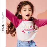 ASK JUNIOR童装儿童T恤女童秋装小童字母长袖百搭休闲插肩袖婴幼打底衫