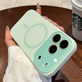 蓝妮子适用 苹果18promax手机壳 iphone18pro max手机壳苹果17pro手机壳苹果17promax手机壳磁吸液态硅胶 相机按键全包【淡青色】自带镜头膜 苹果17Pro