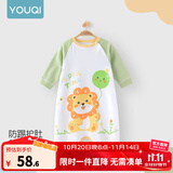 优奇宝宝睡衣婴儿睡袍儿童睡裙春秋款连体衣护肚防踢被纯棉舒适家居服 四季【灵活开扣，护肚肚】小狮子 73