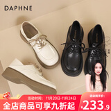 DAPHNE达芙妮乐福鞋女2025春秋新款复古风小皮鞋女森系学院风黑色百搭女单鞋子 米白色【升级款4CM跟高】 38
