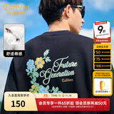 卡宾（CABBEEN）【万针刺绣】花卉卫衣男2024秋季新款潮牌套头圆领长袖上衣 漆黑色11 2XL /185/54