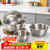 凌丰304不锈钢汤盆加厚加深汤碗洗菜盆和面盆沙拉盆调料盆 汤盆-外径22cm