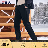 斐乐（FILA）官方冬季新款男子加绒保暖长裤针织直筒运动裤子百搭通勤休闲长裤 【经典款-加绒版】正黑色-BK XL 180/88A