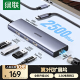 绿联Type-C扩展坞2.5G网线网口转换器USB3.2万兆转接头RJ45网卡拓展坞适用MacBook苹果华为笔记本电脑
