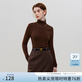 范思蓝恩23FS14392基础百搭半高领发热打底衫女冬季2023新款上衣 咖色 M