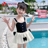 梵迪拉（F.DYRAA）儿童泳衣女童连体公主裙可爱女孩泡温泉幼儿宝宝游泳32643黑色3XL