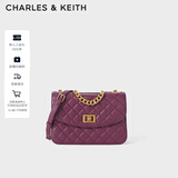 CHARLES&KEITH菱格链条单肩包斜挎包婚包包女包生日礼物CK2-70701062-1 Purple紫色 S