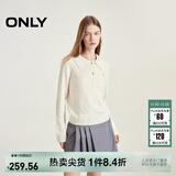 ONLY秋冬含羊毛学院风套头翻领宽松针织衫女|124313028 A43 奶油白色 L (170) 88A