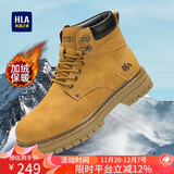 海澜之家HLA情侣靴复古棉鞋大黄靴男百搭马丁靴子男 T249 土黄色(加绒) 41