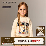 Teenie Weenie Kids小熊童装25年新款秋冬男女宝宝加绒印花套头卫衣 米白色 110 cm