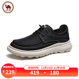 骆驼软底休闲布鞋一脚蹬男鞋套脚透气防滑帆布鞋P15S046008黑色42