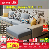 全友家居现代简约风L型布艺沙发家用客厅科技布转角沙发家具政府补贴 [热卖]水蓝|布皮沙发|面料可拆洗|左妃位新 多人位 3.67m